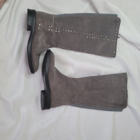 Natural Comfort by Steve Madden Gray Suede Zoe Riding Boot Stud Detail Size 7W - Picture 4 of 10